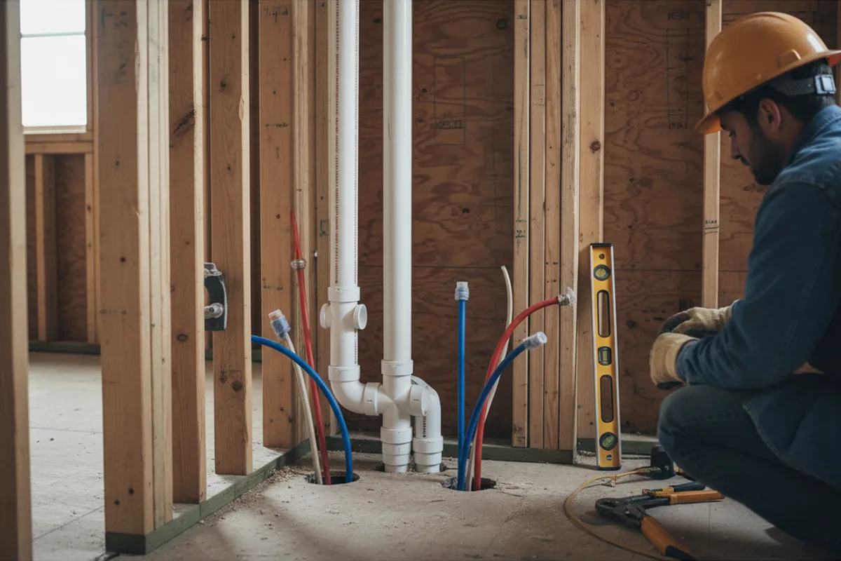 Drain and supply rough-in during Garbage Disposal Repair in Olivia